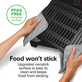 Hamilton Beach Electric Indoor Searing Grill with Viewing Window & Adjustable Temperature Control to 450F, 118 sq. in. Surface Serves 6, PFAS-Free Removable Nonstick Grate, Stainless Steel