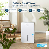 Dehumidifier for Basement,Energy Star Certified for 4500 Sq.Ft Large Room, MAX to 70 Pints/day, included 16.4 Feet Drain Hose and Pump,White