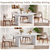 LEYAOYAO Extendable Dining Table for 4-6,63"–79" with Fluted Base(White)
