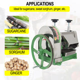 TECHTONGDA Manual Sugarcane Juice Machine, Commercial Sugar Cane Press, 3 Rollers Sugar Cane Juicer, Sugarcane Extractor, Sugar Cane Juice Squeezer with Handwheel and Two Knives for Homes and Shops