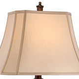 Traditional Table Lamps 32.5" Tall Set of 2 Bronze Brown Carved Leaf Openwork Vase Tan Rectangular Shade Decor Barnes and Ivy