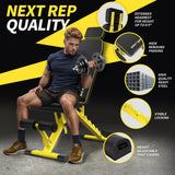 NextREP Adjustable Weight Bench,1000 LB Fast Folding Workout Bench for Home Gym Strength Training, Incline Decline Flat Utility Bench Press for Full Body Workout, Upright Storage Yellow Exercise Bench NEXTREP
