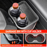Trash Can for Ford Maverick 2025 2024 2023 2022,Upgraded Rear Trash Bin with Dual Cup Holder
