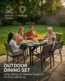 7 Piece Outdoor Dining Set All Weather Patio Dining Set with HDPE Wood-Like Tabletop