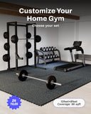 AIRHOP 0.56in Thick 96 Sq Ft Exercise Equipment Mats, 24Tiles Upgraded Rubber Top with High Density EVA Foam, Large Interlocking Puzzle Gym Flooring for Home Gym, Heavy Weight Workout, Black & Blue