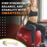 SmarterLife Exercise Ball Yoga Ball for Fitness, Balance, Stability, or Pregnancy, Gym Ball for Core Workout, Physical Therapy, Yoga Ball Chair for Office, Anti-Slip Anti-Burst (45 cm, Red) SmarterLife Products