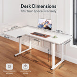 FLEXISPOT 4-Leg L-Shaped Standing Desk, 71 x 43 Inches, White