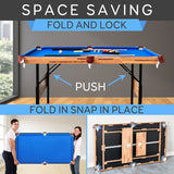 4.5ft Folding Pool Table, 55in Portable Foldable Billiards Game Table for Kids and Adults with Accessories SereneLife