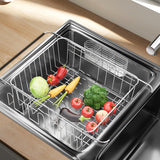 Fanbsy Dish Drying Rack in Sink, Extendable Stainless Steel Dish Drainers for Kitchen Counter, Anti-Rust Dish Dryer Rack with Utensil & Cup Holders, for Inside Sink, Over The Sink