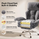 Cross Legged Office Chair with Footrest, Big and Tall Comfy Ergonomic Reclining Executive Chair Wide Seat with Flip-Down Armrests
