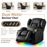 DRMBOOK Dual Motor Power Swivel Rocker Recliner Chairs with Massage & Heat