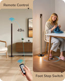 EDISHINE Floor Lamps for Living Room, Upgraded Dual-Sided Lighting, Wooden Corner Floor Lamp, LED Corner Lamp with Remote/Foot Control, 7CCT & Dimmable Standing Lamp for Bedroom, Office, Dark Walnut