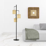 HomeRoots 72" Bronze Three Light Traditional Shaped Floor Lamp with Beige Drum Shade