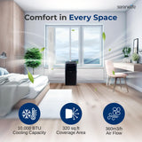 SereneLife 10,000 BTU Portable Air Conditioner, 115V Compact Room Air Conditioner with Dehumidifier & Fan, Window Mount Kit Included, Mini AC Unit for Bedroom, Office, or Home, Black