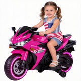 Kids Electric Motorcycle, 12V Electric Motorcycle on Car LED Lights, Music Player & Horn with Training Wheels, Pedal, MP3, USB Port, Motorcycle for Kids 3-6, Gift for Boys & Girls（Pink）