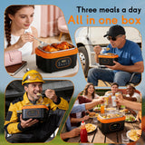 AKUDY Cordless Electric Lunch Box for Adults, 6.3-Cup Rechargeable Self Heating Lunch Box with Scheduled Heating & Automatic Keep Warm, Portable Food Warmer for Work, Office, Travel & Outdoor Use