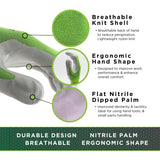 Nitrile Palm Coated Work/Gardening Gloves with Nylon Liner, 4 Colors (Green/Fuchsia/Purple/Mango), Large (12 Pair)