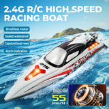 BEZGAR RC Boat, 18 inch Big Brushless Remote Control Boat for Adults and Kids, 55 KPH Large Fast RC Speed Boats with 2500mAh Battery, Ideal Waterproof Toy Boats for Lakes - HJ816 Gray