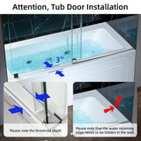 WOODBRIDGE 60" x 30" Alcove Acrylic Rectangular Whirlpool Heated Jetted Tub in White with Left Drain, Matte Black Finish, BS428-L-MB02