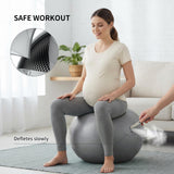 FITMIND Extra Thick Yoga Ball with Training Instruction, Anti-Burst Slip Resistant Exercise Ball with Pump for Pilates,Physical Therapy,Pregnancy Stability,Birthing Ball 22in 26in 30in
