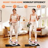Rock Stepper - Steppers for Exercise at Home, Portable Stepper Side to Side with Digital Display & Resistance Bands, 330 LBS Capacity Full Body Workout Low-Impact Knee-Friendly 3D Stair Stepper - Pink