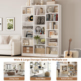 Triple Wide Bookshelf, 6 Tier Large Bookshelf, Bookcase with 17 Open Display Shelves