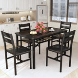 Hooseng Dining Table Set for 4, Wood Kitchen Table Chairs Set with Storage