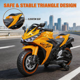 Children's Electric Motorcycle - 12V Electric Motorcycle, Manual Throttle, LED Wheel hub, Music Function, Suitable for Outdoor Riding- Ages 3-6 (Orange + Plastic + 50-99 Lbs)