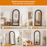 ZHUNFA External Three-Layer Arched Full Length Mirror with Solid Wood Frame,71x32 Modern Farmhouse Decor Standing Mirror Full Length,Wall Mounted,Leaning,Standing for Bedroom,Living Room,Brown.