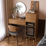 DinaiteEain 39.76" Modern Makeup Vanity Desk Without Mirror, Walnut Vanity Table with Drawers & Storage Cabinet, Small Space Dressing Table for Bedroom, Apartment & Home Office