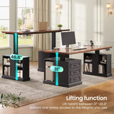 SEDETA Farmhouse Electric Standing Desk, 63" Height Adjustable Computer Desk with 3 Drawers