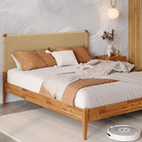 Bme Selina Queen Bedframe with Headboard, US Patent, Acacia Wood, Caramel