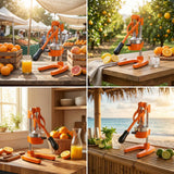 Jusfoouo Cast Iron Citrus Juicer - 13.8LB Heavy Duty Manual Orange Press, 304 Stainless Steel Cup & Strainer, Professional Lemon Grapefruit Pomegranate Squeezer for Home Bar Kitchen, Orange