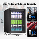 Feelfunn Wine Cooler, 26 Bottle 95 Can Mini Wine Fridge with Clear Glass Door for Beer Soda Water Drink, Small Wine Cellar Beverage Refrigerator for Bedroom Office Home Bar Dorm, 2.6 Cu.Ft