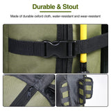 DONQL Fishing Rod Bags - Outdoor Pole Holders, Multifunction Camping Portable Canvas Backpack Case - Fish Rod Storage Bag Holding 5 Poles & Tackles (Dark Green)