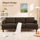 Busaurus 3 Seater Sofa Couch with Deep Seats, 89" Mid Century Modern Upholstered Sofa with Armrests, Comfy Couches for Living Room, Bedroom, Apartment and Office (Brown)