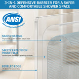 Frameless Shower Door, 56-60" W x 72" H Double Sliding Shower Doors, 1/4" (6mm) Thick Tempered Clear Glass Door with Explosion-Proof Film Nano Coating, Stainless Steel Hardware, Matte Black