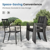 PHI VILLA 9 Pcs Outdoor Dining Set, 83" Rectangular Metal Table, Black
