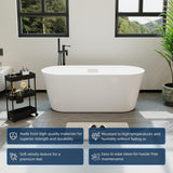 67 Inch Acrylic Freestanding Bathtub, Deep Soaking Tub with Non-Slip Base, CUPC Certified Free Standing Tub, Chrome Drain Bath Tub, Modern Tub for Bathrooms, White