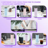 Portable Electric Coffee Grinder, Rechargeable Handheld Grinder with Stainless Steel Conical Burr, Adjustable Grind Settings, for Espresso, Moka, Pour Over, French Press, Cold Brew, Azure