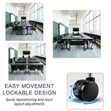 Folding Conference Table with Wheels, Mobile Modular Training Desk for Office School Library, Dark Grey 55.1IN