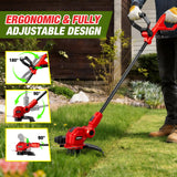 HEINPRO Cordless String Trimmer Compatible with Milwaukee M18 Battery, 12" Electric Weed Wacker, Auto Line Feed, Weed Eater Battery Powered Grass Trimmer, w/ 6 Line Spools, Red (Tool Only)