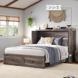 LUXOAK Full Murphy Cabinet Bed with with Storage & Charging Station