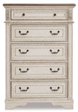 Signature Design by Ashley Realyn Dresser Chest Of Drawers, Two‑Tone Cottage Style Bedroom Dresser With Smooth‑Gliding Drawers, Wood Construction For Kids And Adult Bedrooms, Chipped White