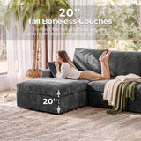 ReeQuo 120" Oversized Modular Sectional Sofa, Boneless Couch for Living Room, Modern Comfy 5 Seat U Shaped Cloud Couch Sectional with Movable Ottoman, Removable Covers, 28" Extra Deep Seat, Dark Grey
