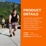 Stroops Son of The Beast Elastic Battle Ropes | Dual Safety Sleeved Resistance Bands Rope for Strength Training, Agility Work, and Full Body Workout | 77lbs, Pair - Black