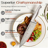 Astercook Knife Set, 15-Piece Kitchen Knife Sets with Built-in Sharpener Block, German High Carbon Stainless Steel Knives, Dishwasher Safe, Ergonomic Full-Tang Handle, Perfect Holiday Gifts