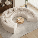 Oversized Curved Sofa, 6 Seater Modular Velvet Cloud Couch