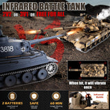 Supdex 1/16 RC Tank, Heng Long Russian T90 Army Toy with Smoke, Sound and Lights, 2.4G Remote Control Tank That Shoots with Upgraded Metal Tracks, Idler and Sprocket Wheel, Steel Gearbox, Batteries*2