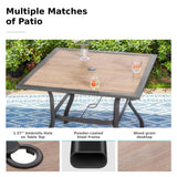 MFSTUDIO 5 PCS Patio Dining Set, 37'' Wood-Look Table & Mesh Chairs